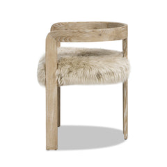 Millwick 21" Low Back Genuine Fur Dining Chair, Natural Blonde Genuine Fur