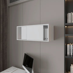 White Floating Cabinet with Sliding Door