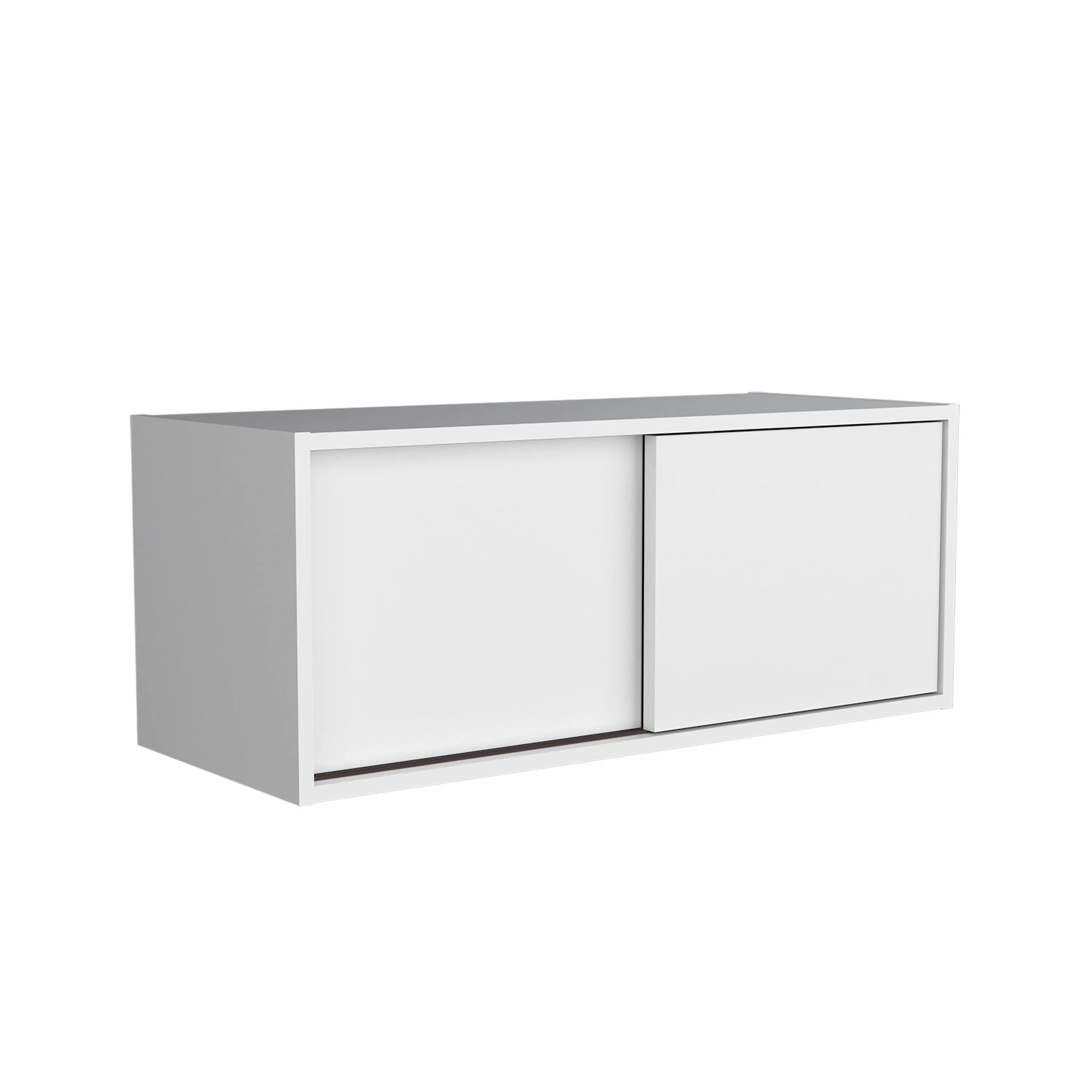 White Floating Cabinet with Sliding Door