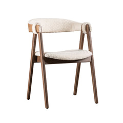 Mid-Century Modern 2pc Side Chair Padded Seat And Back Curved Panel Back Walnut And Beige Finish