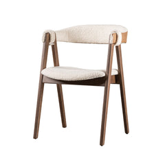 Mid-Century Modern 2pc Side Chair Padded Seat And Back Curved Panel Back Walnut And Beige Finish