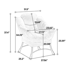 Lazy Chair with Ottoman, Modern Lounge Accent Chair with Armrests and a Side Pocket, Leisure Upholstered Sofa Chair Reading Chair with Footrest for Small Space, Corner Chair-Navy blue