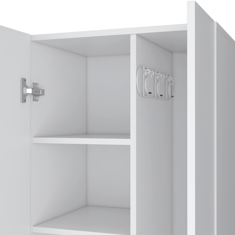 Broom Cabinet Lucin, Garage, White