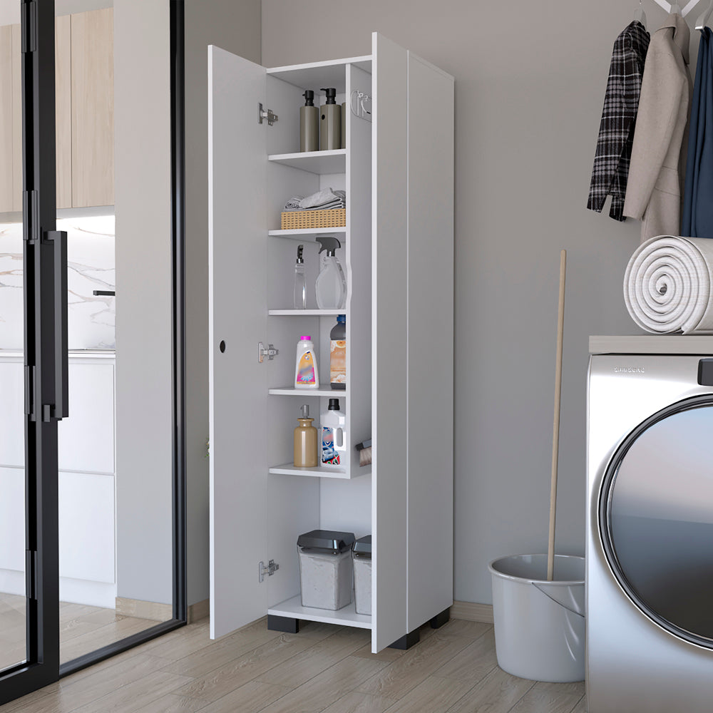 Broom Cabinet Lucin, Garage, White