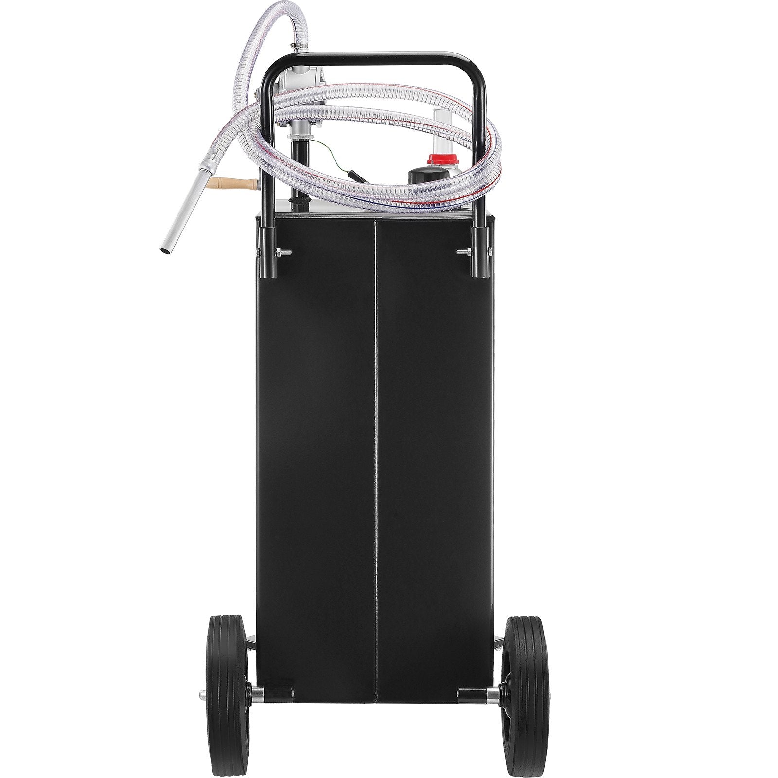 30 Gallon Fuel Caddy, Gas Storage Tank & 4 Wheels, with Manuel Transfer Pump, Gasoline Diesel Fuel Container for Cars, Lawn Mowers, ATVs, Boats, More, Black