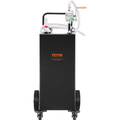 30 Gallon Fuel Caddy, Gas Storage Tank & 4 Wheels, with Manuel Transfer Pump, Gasoline Diesel Fuel Container for Cars, Lawn Mowers, ATVs, Boats, More, Black