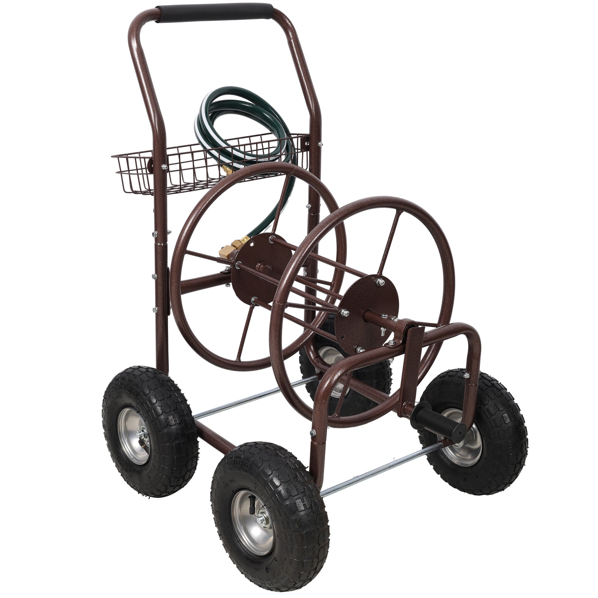 Expressions Metal Hose Reel Cart with Wheels - Heavy Duty Hose Caddie - 250 Ft Hose Capacity