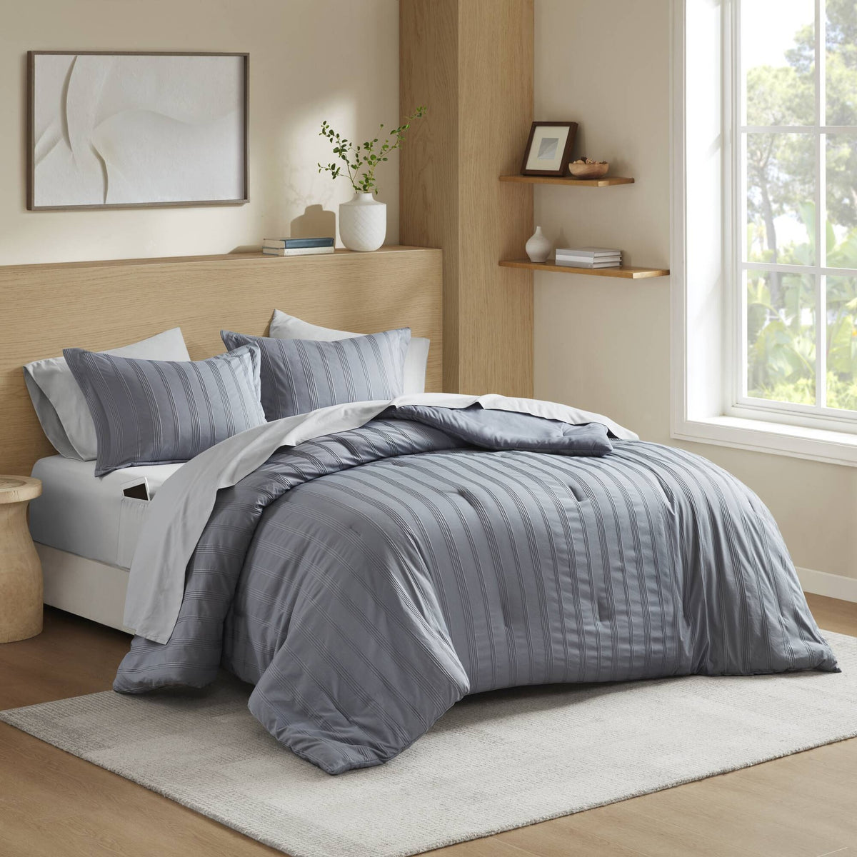 7-Piece King Woven Striped Comforter Set