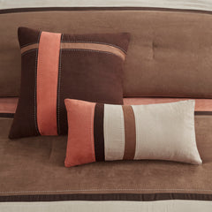 7 Piece Faux Suede Comforter Set Coral Cal King
