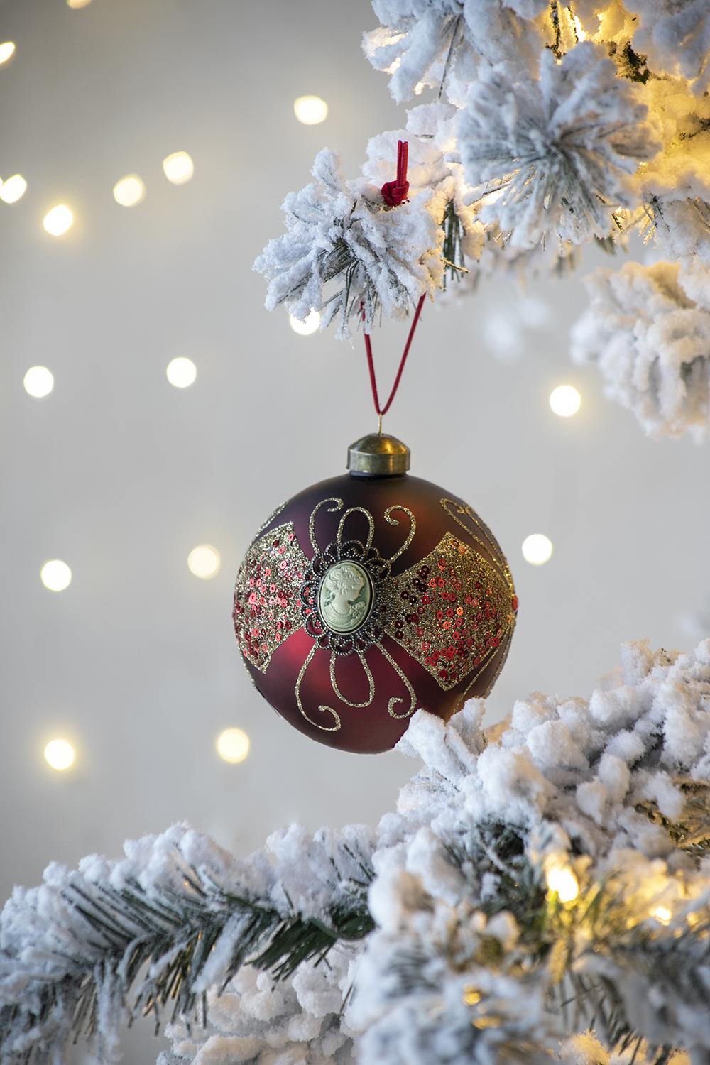 D3.9" Christmas Ball Ornaments, Glass Decorative Hanging Ball Christmas Tree Ornaments for Holiday Party Decorations, Set of 6