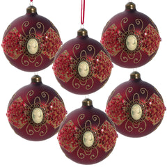 D3.9" Christmas Ball Ornaments, Glass Decorative Hanging Ball Christmas Tree Ornaments for Holiday Party Decorations, Set of 6