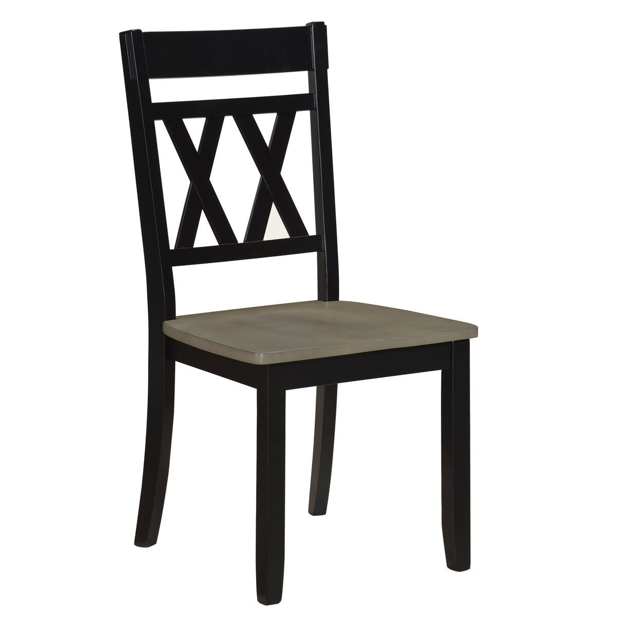 Modern Design Side Chairs 2pc Set Antique Black Finish Wood Frame Classic X-back Farmhouse Contemporary Dining Furniture