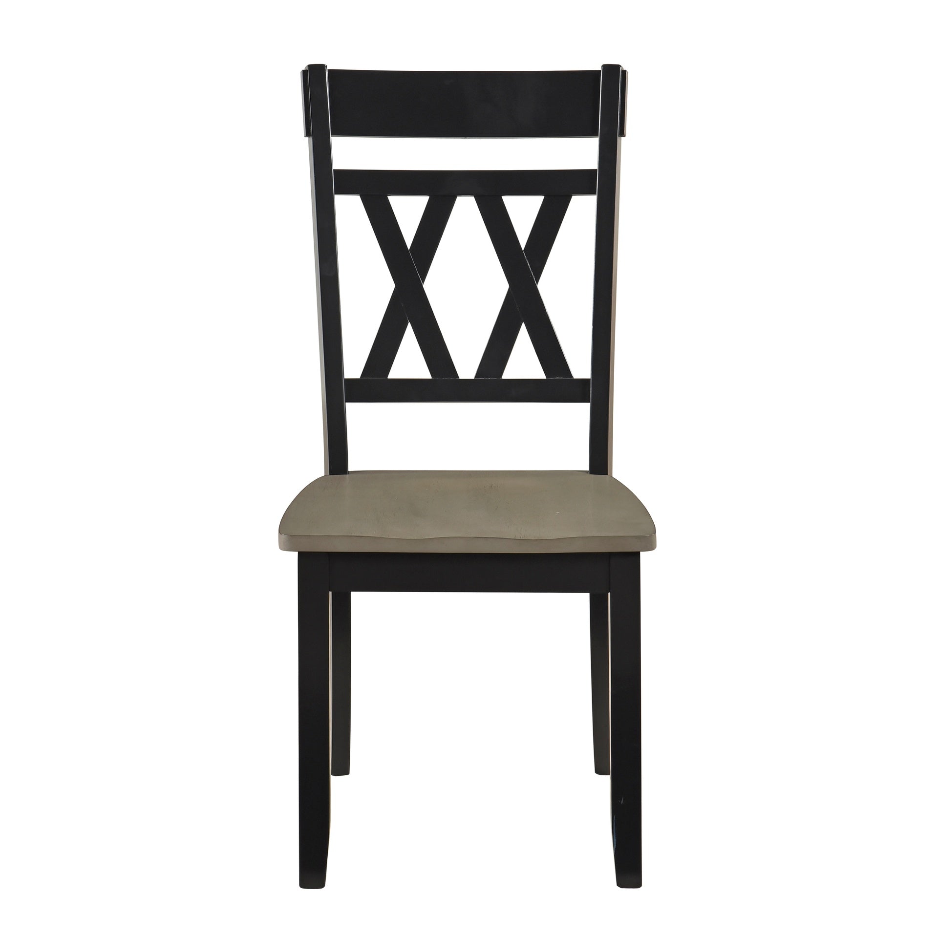 Modern Design Side Chairs 2pc Set Antique Black Finish Wood Frame Classic X-back Farmhouse Contemporary Dining Furniture