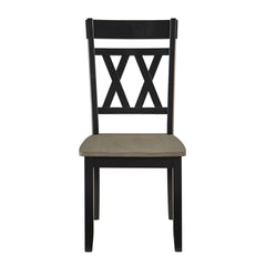 Modern Design Side Chairs 2pc Set Antique Black Finish Wood Frame Classic X-back Farmhouse Contemporary Dining Furniture