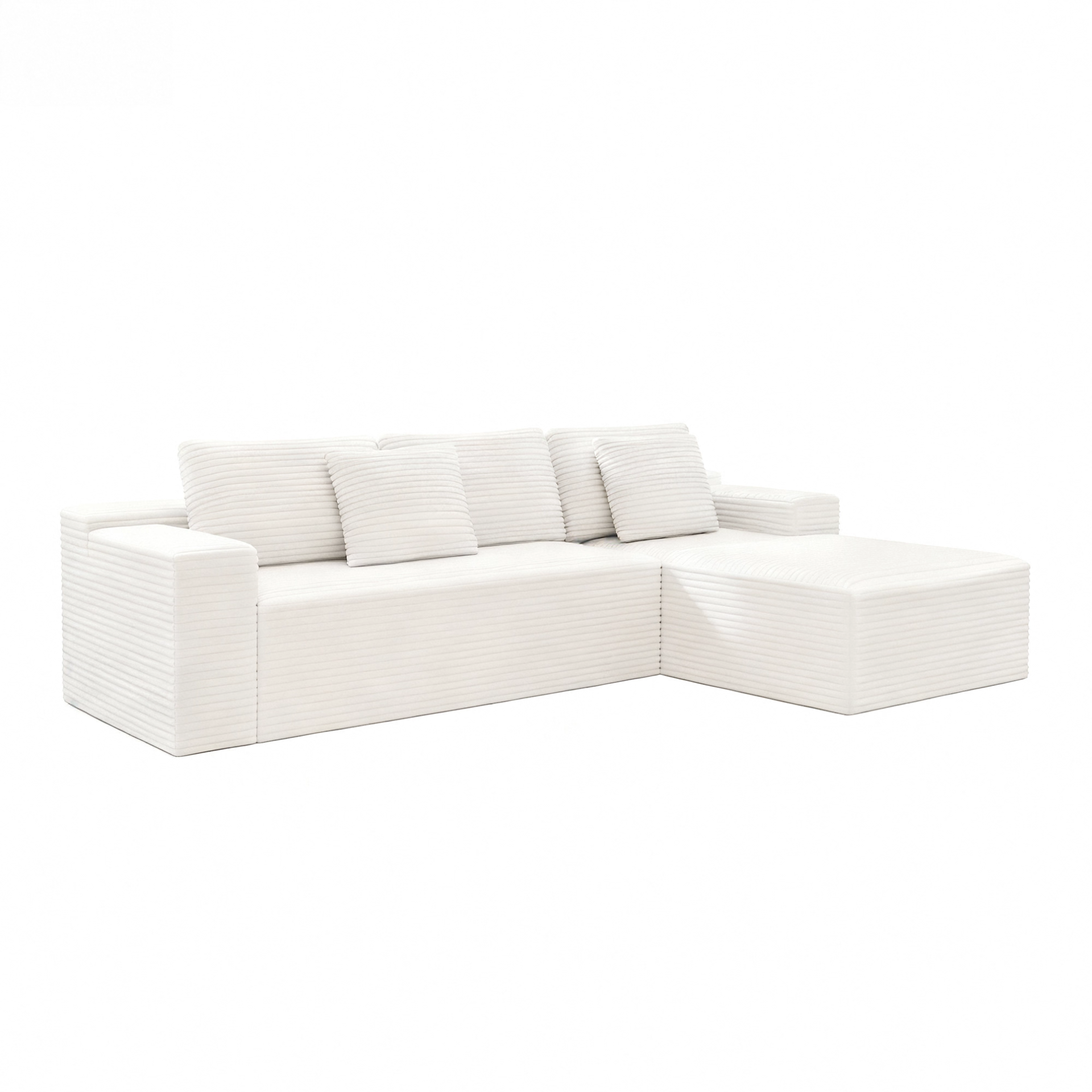 104.3*68.9"Modular sectional sofa seat,Upholstered compressed couch for living room,Bedroom,Apartment,No assembly required,2PC free combination,Plush corduroy fabric,WHTIE