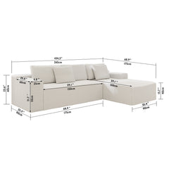 104.3*68.9"Modular sectional sofa seat,Upholstered compressed couch for living room,Bedroom,Apartment,No assembly required,2PC free combination,Plush corduroy fabric,WHTIE