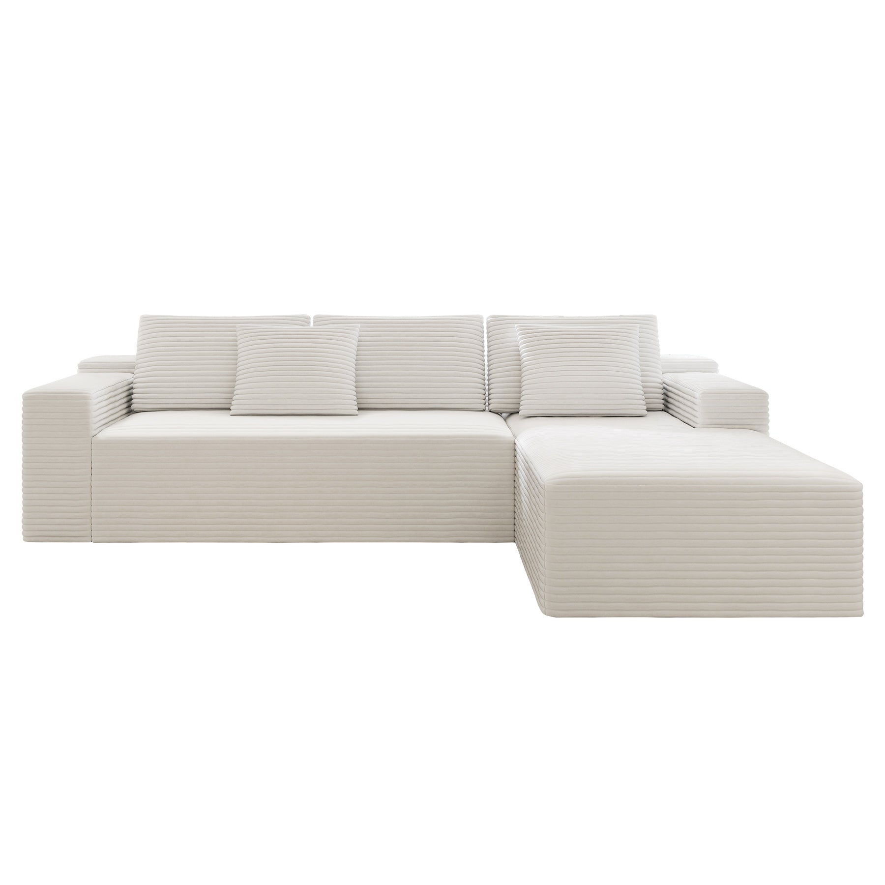 104.3*68.9"Modular sectional sofa seat,Upholstered compressed couch for living room,Bedroom,Apartment,No assembly required,2PC free combination,Plush corduroy fabric,WHTIE
