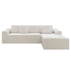 104.3*68.9"Modular sectional sofa seat,Upholstered compressed couch for living room,Bedroom,Apartment,No assembly required,2PC free combination,Plush corduroy fabric,WHTIE