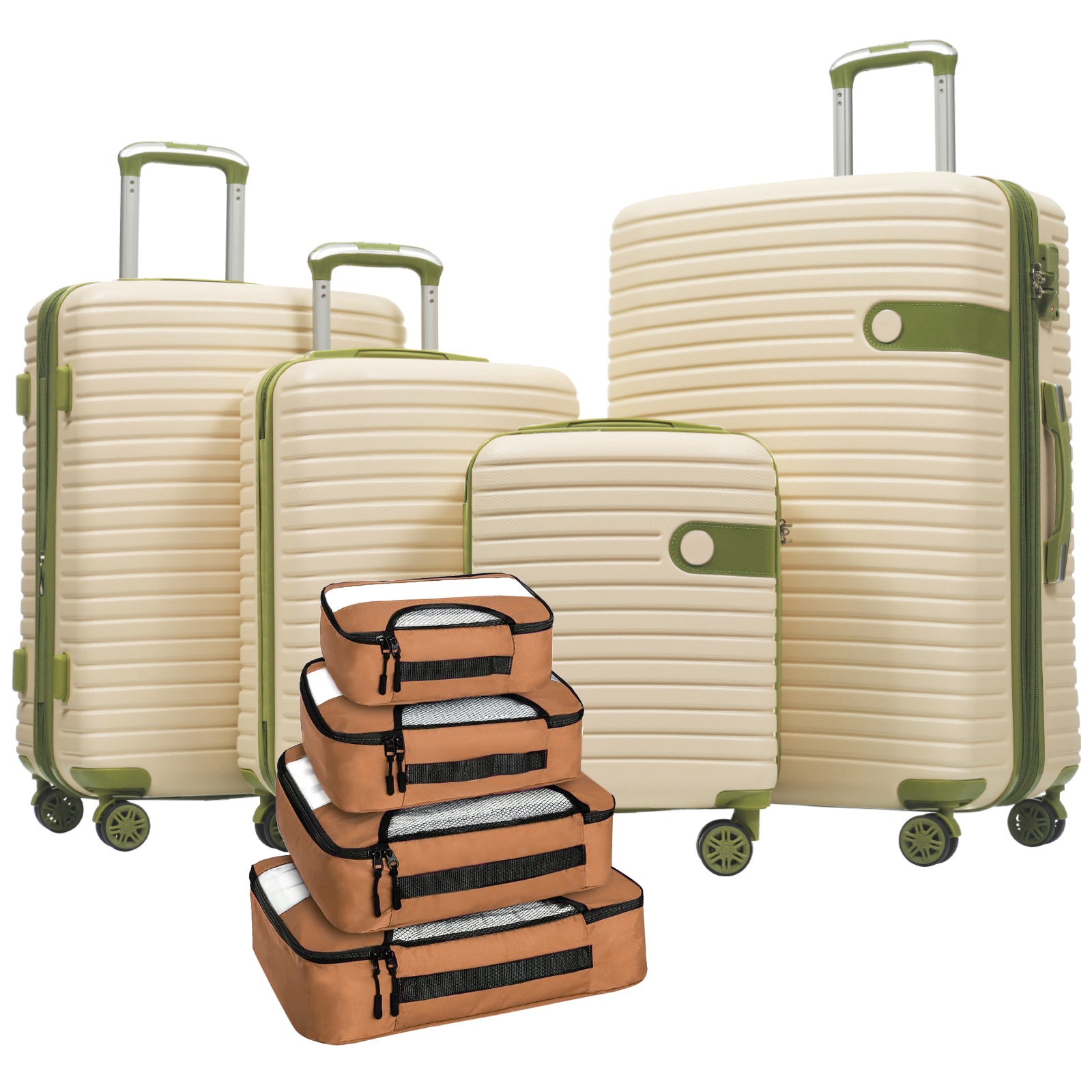 4 Piece Luggage Set Suitcase Set, ABS Hard Shell Lightweight Expandable Travel Luggage with 4 Packing Cubes, TSA Lock, Spinner Wheels for Men Women(16/20/24/28)