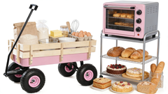 Outdoor Wagon All Terrain Pulling w/Wood Railing Air Tires Garden Cart