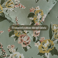 7-Piece King Vintage Floral Comforter Set, Green
