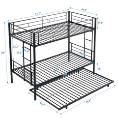 Twin Over Twin  Metal  Bunk Bed with trundle  Black