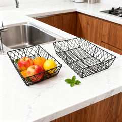 S/2 Rectangular Iron Trays,Black