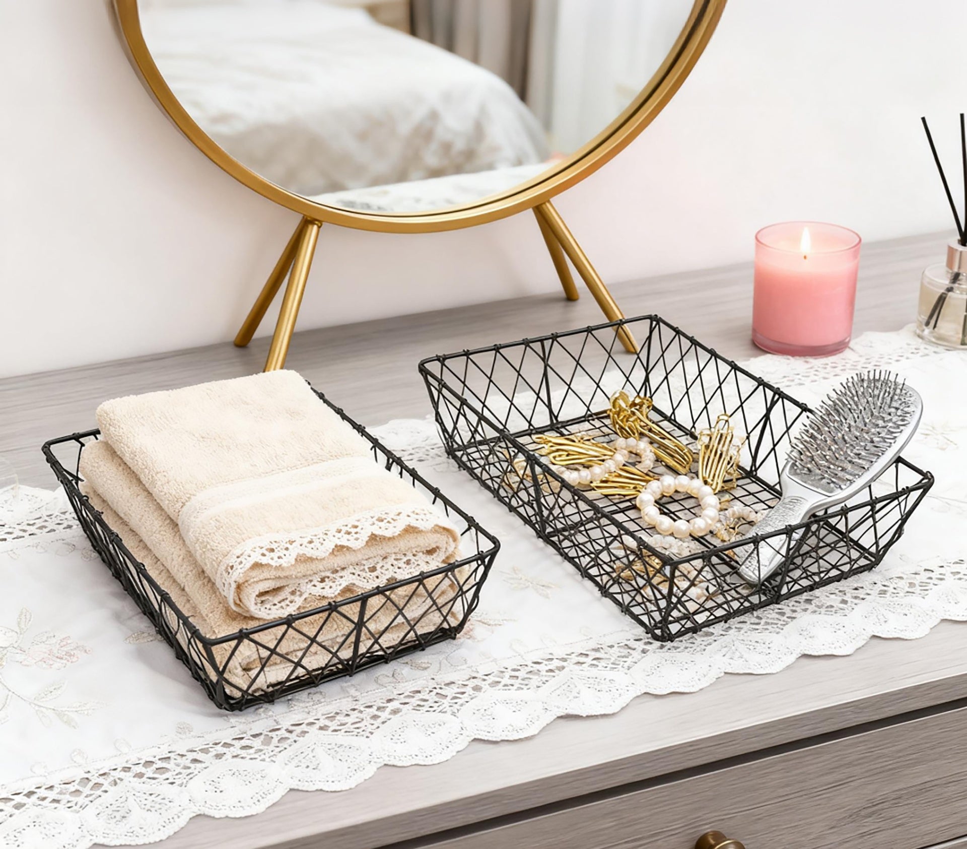 S/2 Rectangular Iron Trays,Black