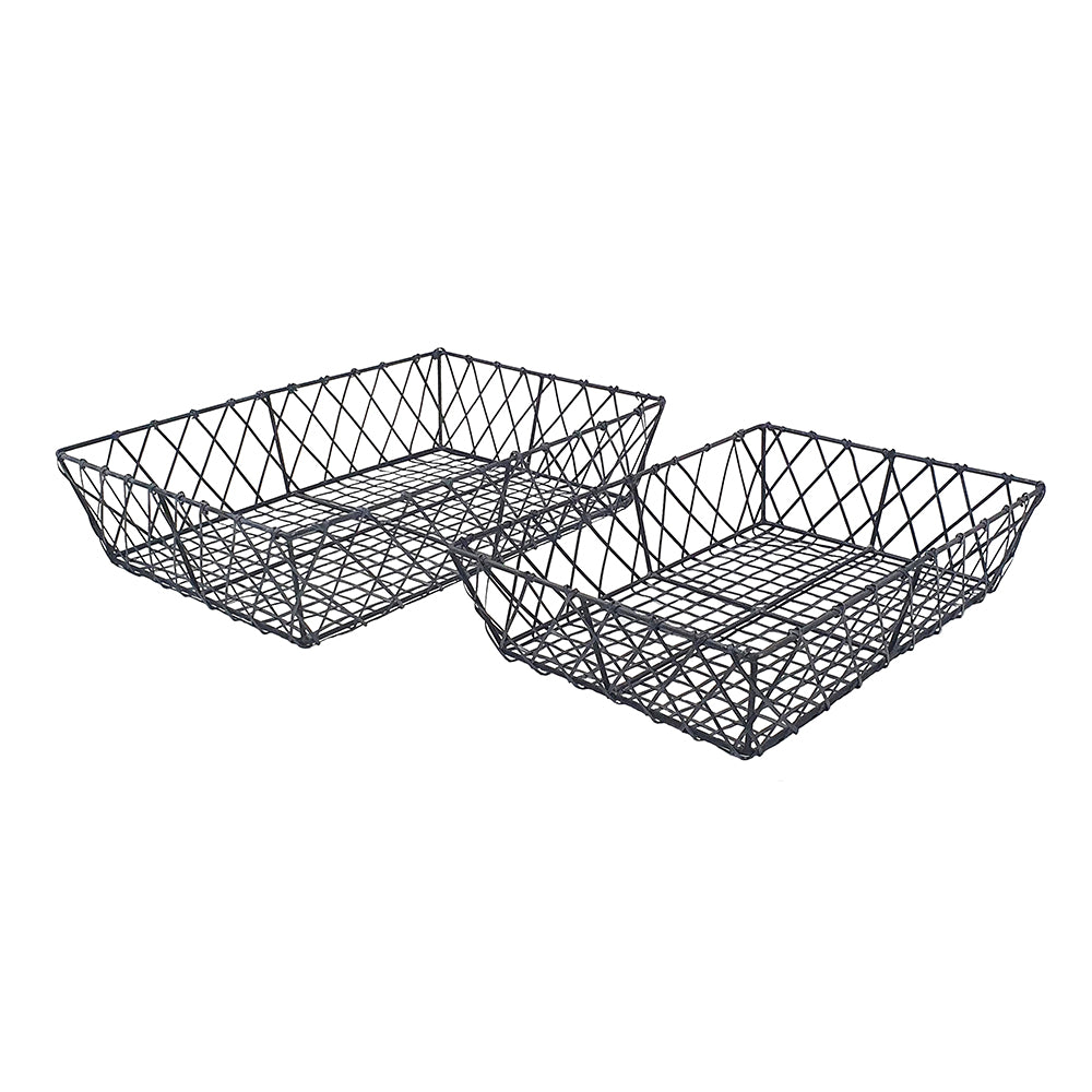S/2 Rectangular Iron Trays,Black