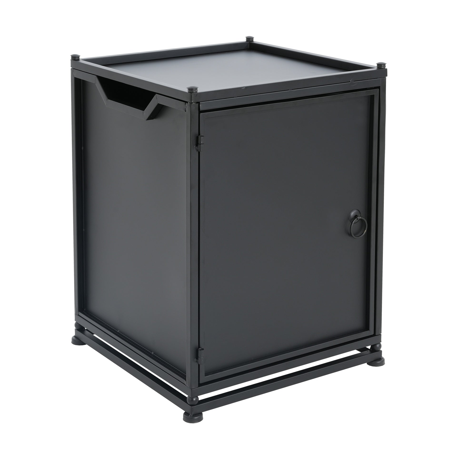 Outdoor Metal Tank Holder Side Table, Matte Black