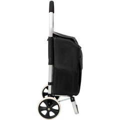 Shopping Trolley with Wheels,Trolley Black Foldable Shopping Cart,Removable Shopping Oxford Waterproof Bag,Black