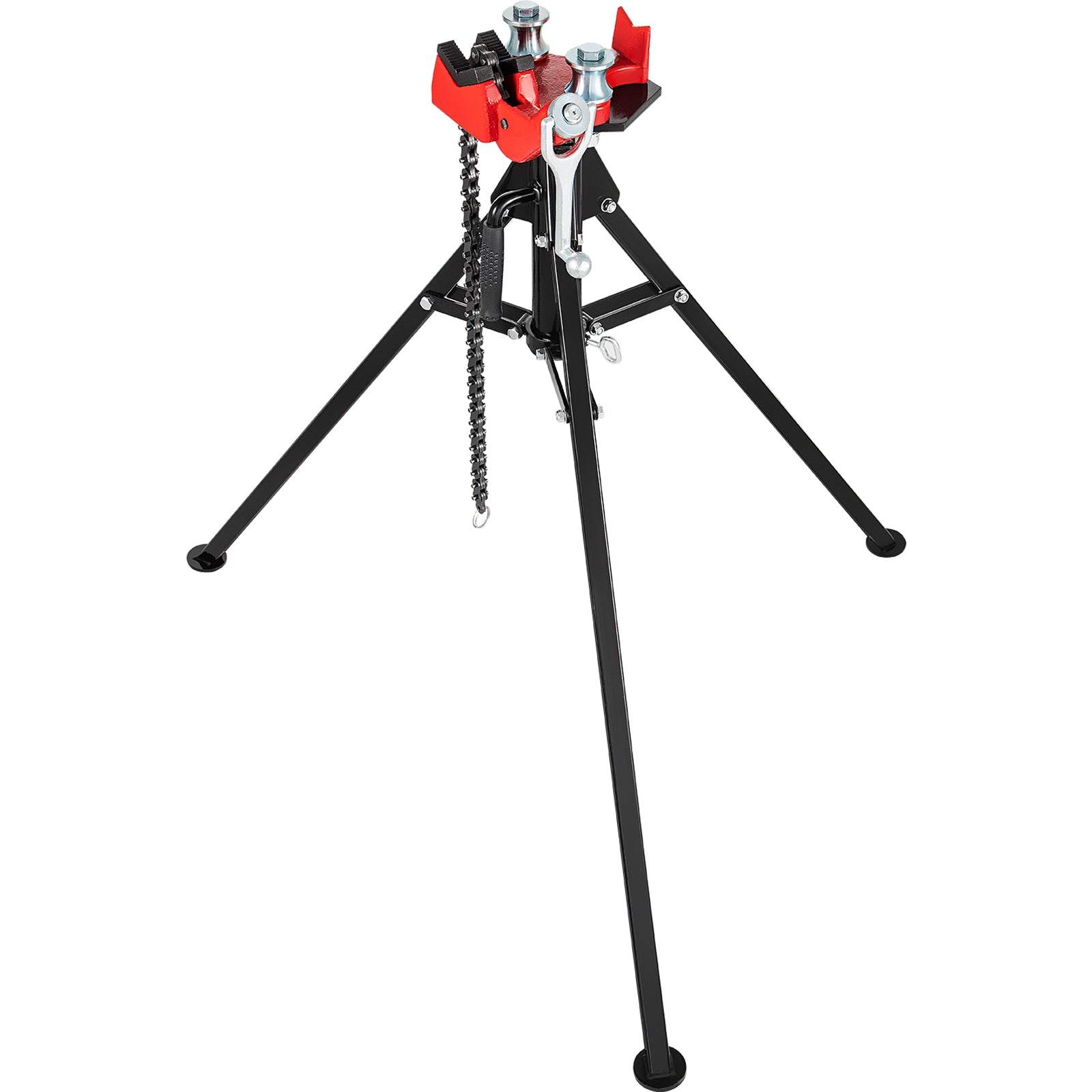 Tripod Pipe Chain Vise, 1/8"-5" Pipe Capacity, 36.4“ Length Chain Vise Stand with Portable Folding Steel Legs, for Grabbing, Supporting and Bending Pipes in Factory, Workshop and Home