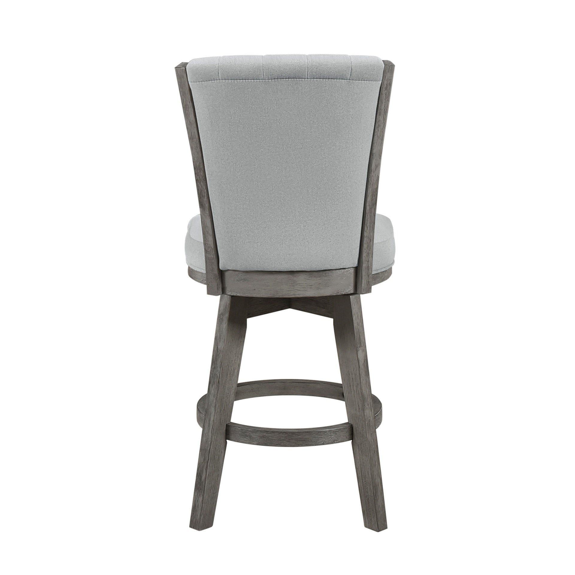 Gray Finish Set of 2 Counter Height Chairs Swivel Seat Tufted Fabric Upholstered Solid Wood Dining Furniture Transitional Style