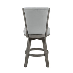 Gray Finish Set of 2 Counter Height Chairs Swivel Seat Tufted Fabric Upholstered Solid Wood Dining Furniture Transitional Style