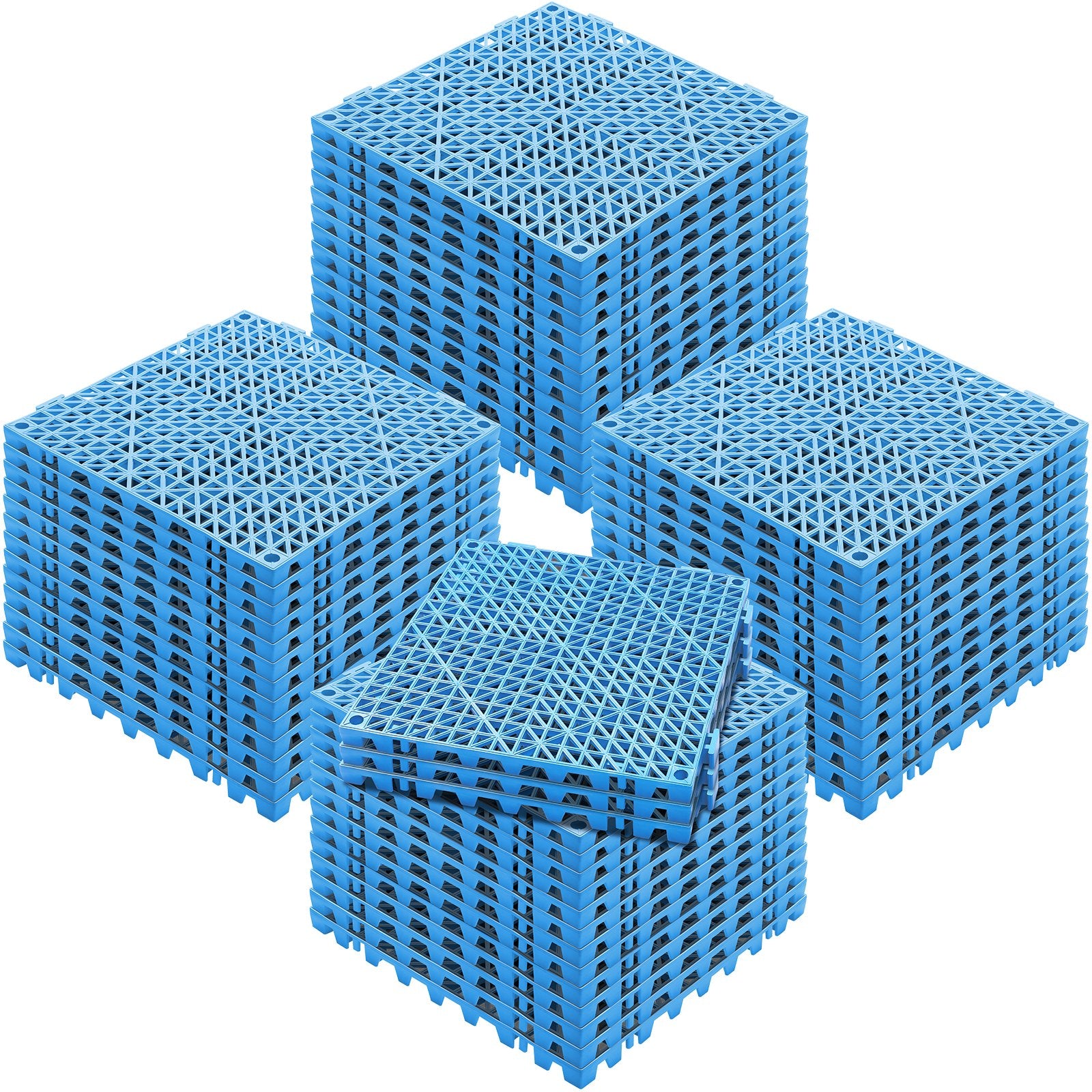 Interlocking Tile 55PCS Blue, Drainage Tiles 12" x 12" Splicing, PVC Interlocking Drainage Floor Tiles, Non-Slip Drainage Holes for Restroom, Bathroom, Kitchen, Pool, Wet Areas, Blue