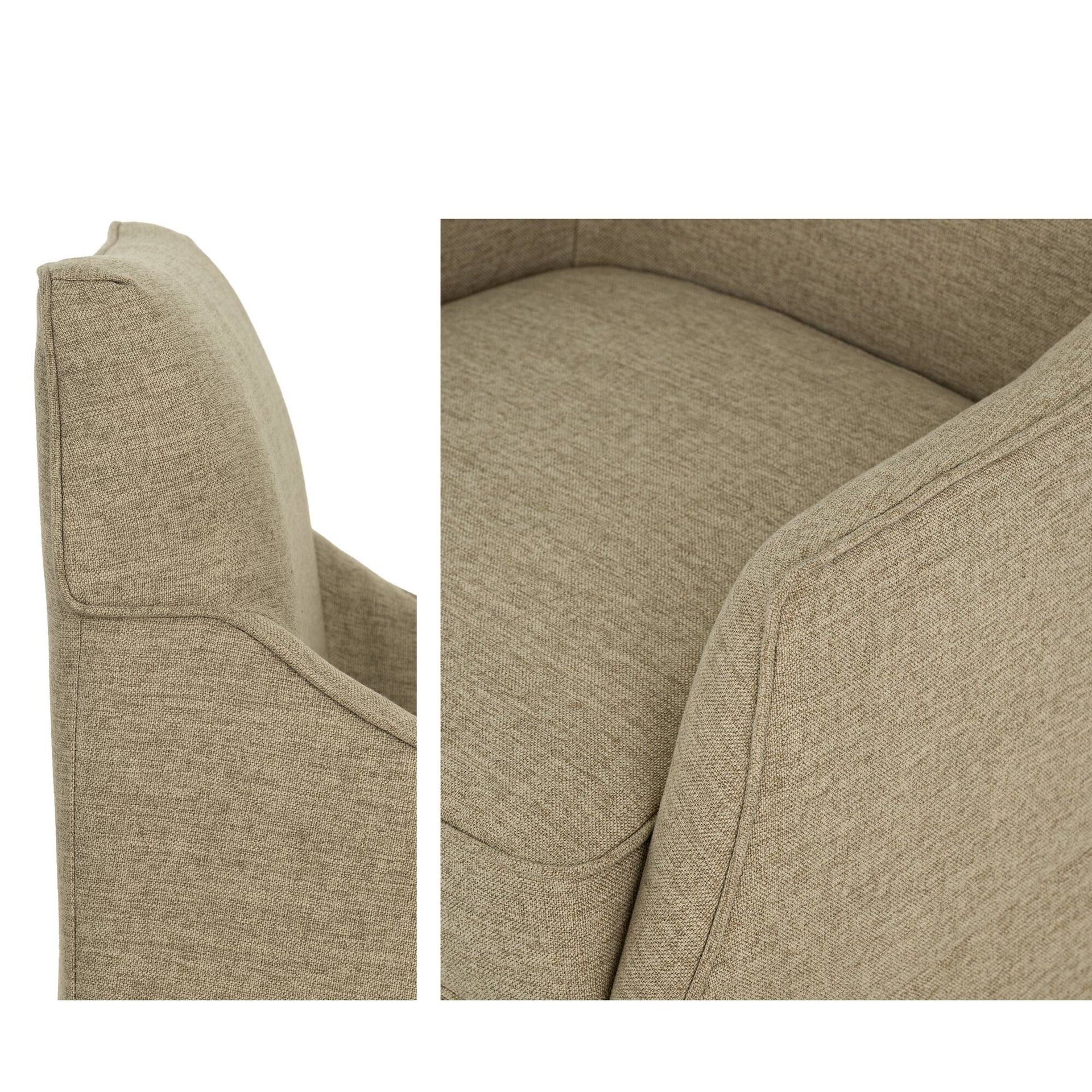 London Upholstered Skirted Dining Arm Chair with Hidden Casters Beige