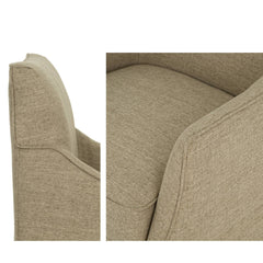 London Upholstered Skirted Dining Arm Chair with Hidden Casters Beige