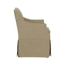 London Upholstered Skirted Dining Arm Chair with Hidden Casters Beige