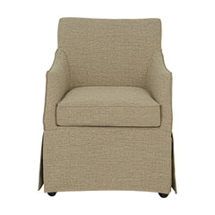 London Upholstered Skirted Dining Arm Chair with Hidden Casters Beige