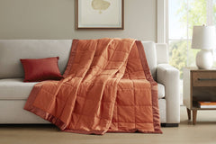 1 PCS Full/Queen Lightweight Down Alternative Blanket with Satin Trim Orange