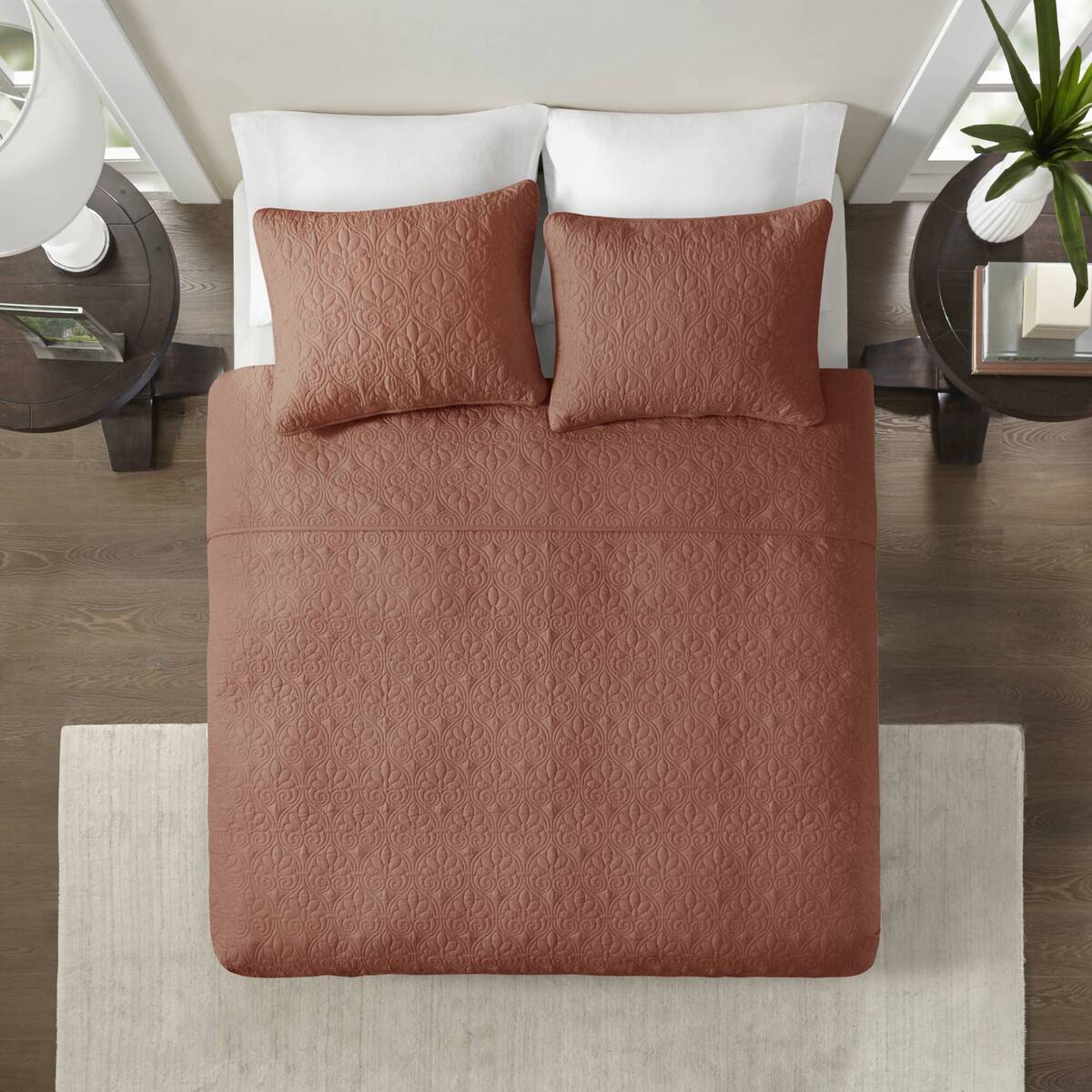 3 Piece Reversible Quilt Set Clay Red King/Cal King
