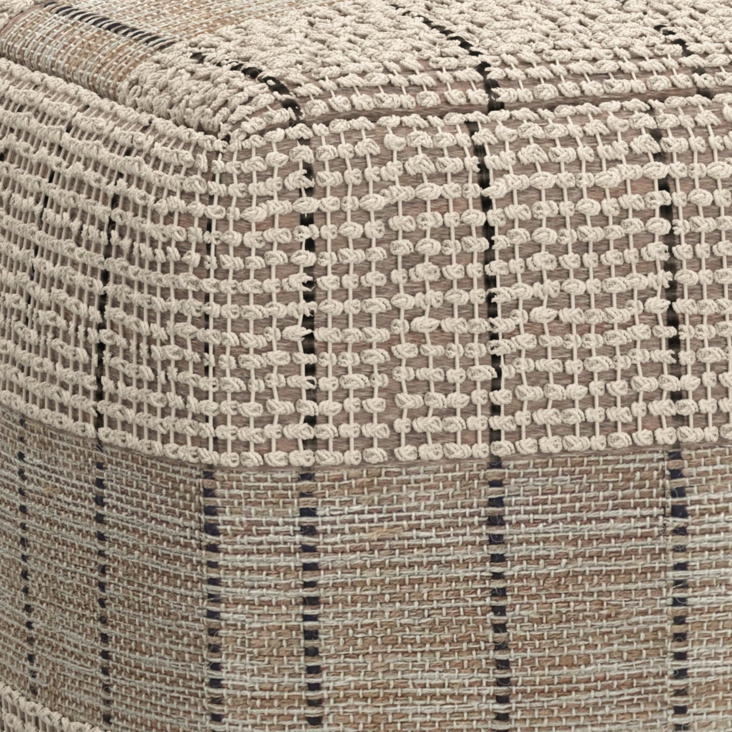 Elmer Square Woven Pouf