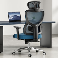 Ergonomic Office Chair,Mesh Desk Chair with Adjustable Lumbar Support and Headrest,Comfy Computer Chair with 3D Armrest Recling Swivel Chair for Home, Office, Study Room, Black & Navy