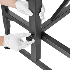Goat & Sheep Stand, 47x23 inch Livestock Stand, Metal Livestock Milking and Shearing Stand 21" to 33" Adjustable Height, with Headpiece and Nose Loop, 500lbs Loading Weight, Black