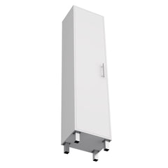 Storage Cabinet 71" H, Five Internal Shelves, Three Broom Hangers, White