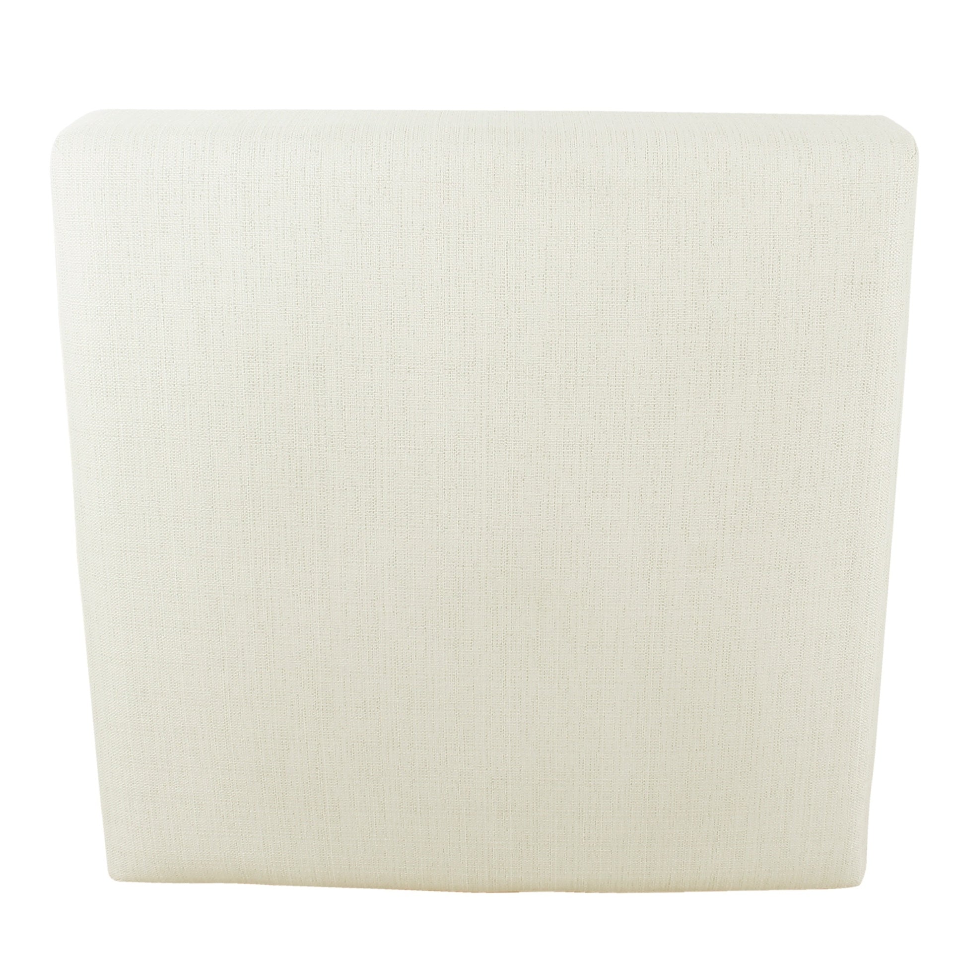 Dan Square Coffee Table Ottoman, Brown Wood, Cream Polyester 36 Inch