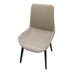 Light Grey PU Leather Dining Chair with Metal Legs, Modern Upholstered Chair Set of 4 for Kitchen, Restaurant, Living, Meeting Room