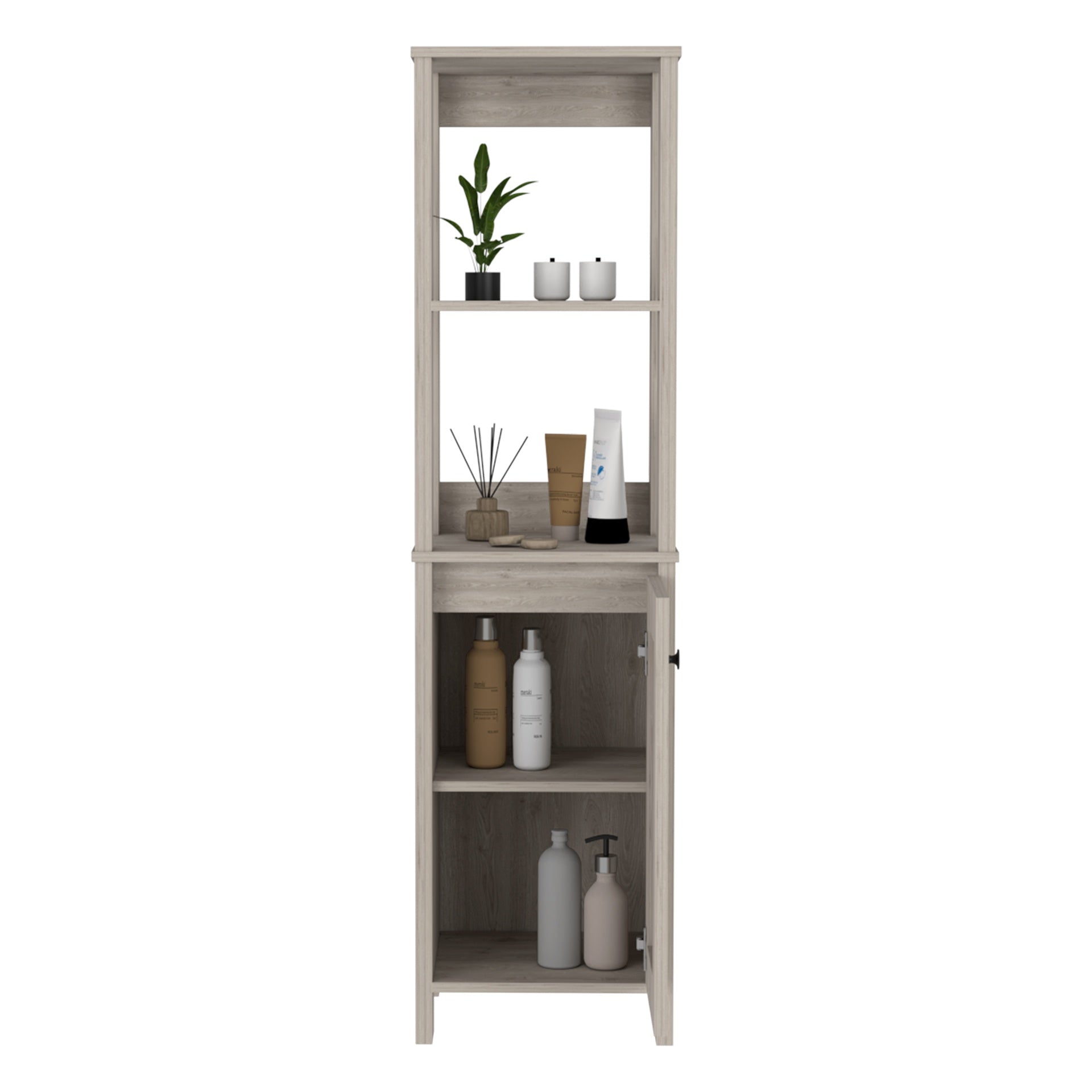 Arctic Linen Cabinet, With Four Shelves, Single Door Cabinet