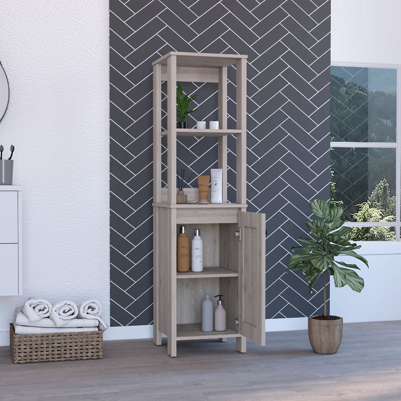 Arctic Linen Cabinet, With Four Shelves, Single Door Cabinet