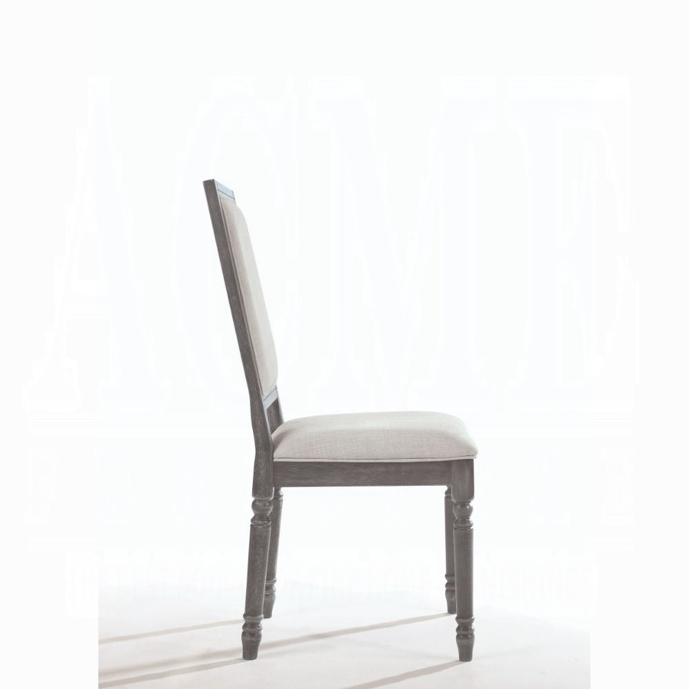 Classic Gray Finish Side Chairs Set of 2, Upholstered Seat and Back Wooden Dining Furniture